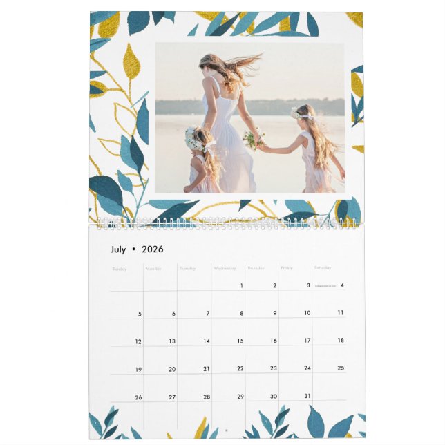 Vibrant Botanical Editable Year Photo Calendar (Jul 2026)