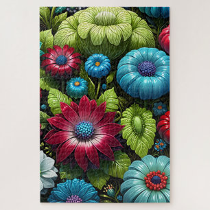 Vibrant Botanical Fantasy Garden Floral Jigsaw Puzzle