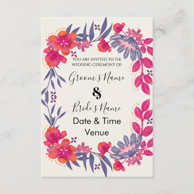 Vibrant Botanical Floral Wedding Invitation (Front)