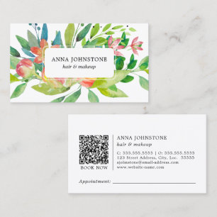 Vibrant Botanical QR Code   Appointment Business Card