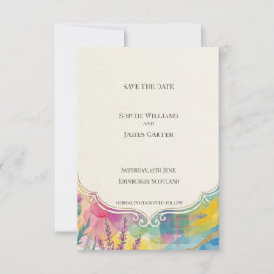 Vibrant Botanical Save the Date Card