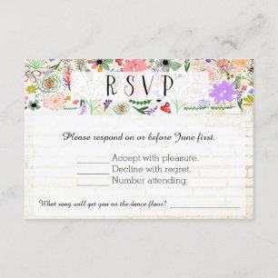 Vibrant Botanical Water Colour Wedding RSVP Card