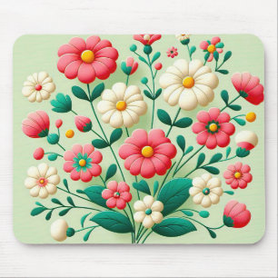 Vibrant bouquet of 3d flowers mouse mat