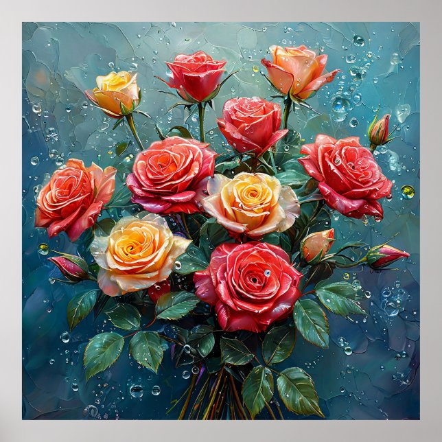 Vibrant bouquet of roses poster (Front)