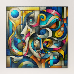 Vibrant Braque-Inspired Negative Space Metal Art Jigsaw Puzzle