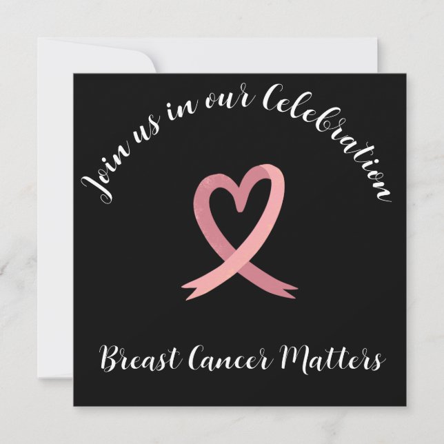Vibrant Breast Cancer Pink Ribbon Party Invitation (Front)