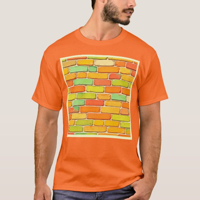 Vibrant Brick Pattern Art T-Shirt (Front)