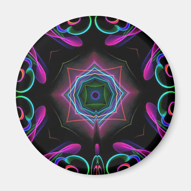 Vibrant Bright Colourful Neon Abstract Magnet (Front)