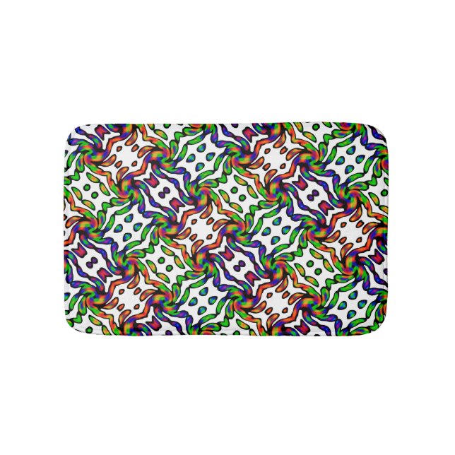 Vibrant Bright Colourful Pattern  Bath Mat (Front)