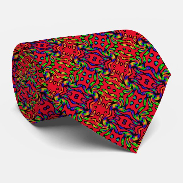Vibrant Bright Colourful Pattern Tie (Rolled)