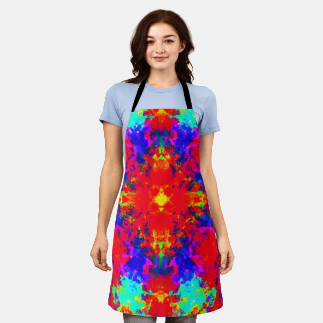 Vibrant Bright Colours Pattern Art Apron (Worn)