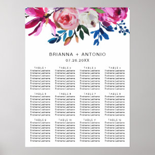 Vibrant Bright Floral Modern Wedding Seating Chart