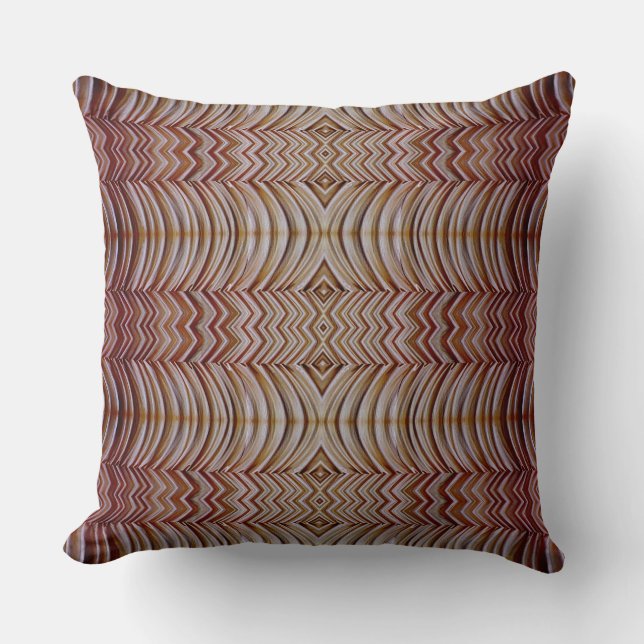 Vibrant brown classic fabric zigzag pattern  cushion (Front)