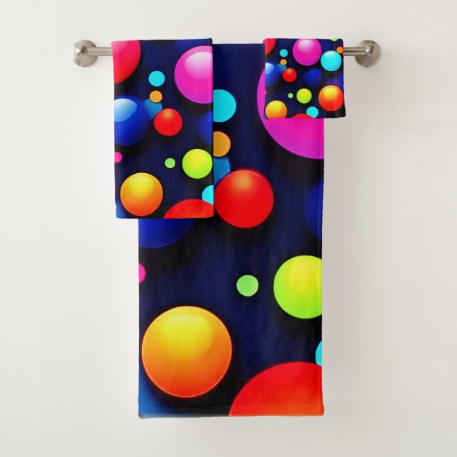 Vibrant Bubble Pop Art Bath Towel Set (Insitu)