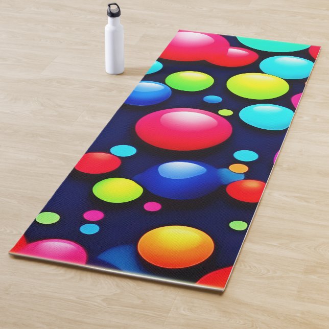 Vibrant Bubble Pop Art Yoga Mat (In Situ)