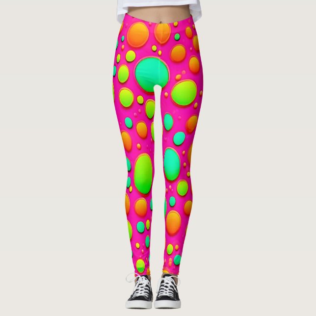 Vibrant Bubble Pop of Colour Design Leggings (Front)