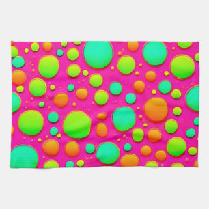 Vibrant Bubble Pop of Colour Design Tea Towel
