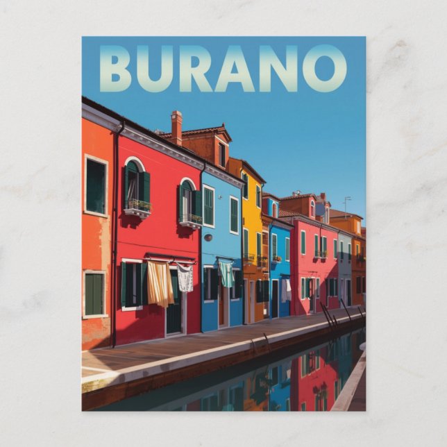 Vibrant Burano Island Italy Postcard (Front)
