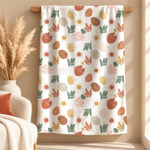 Vibrant Burgundy Rust Boho Leaves Blanket Design