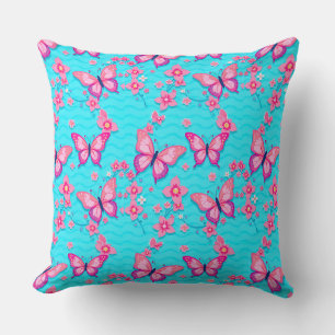 Vibrant Butterflies and Flowers Design Cushion