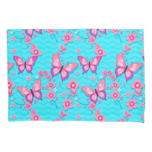 Vibrant Butterflies and Flowers Design Pillowcase
