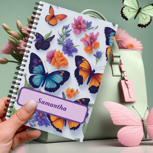 Vibrant Butterflies and Flowers  Notebook