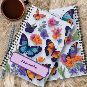 Vibrant Butterflies and Flowers  Notebook