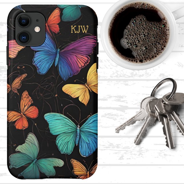 Vibrant Butterflies Monogram  Case-Mate iPhone Case (Creator Uploaded)