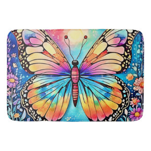 Vibrant Butterfly Art Bath Mat