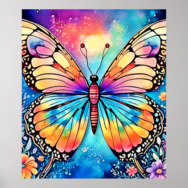 Vibrant Butterfly Art Poster (Front)