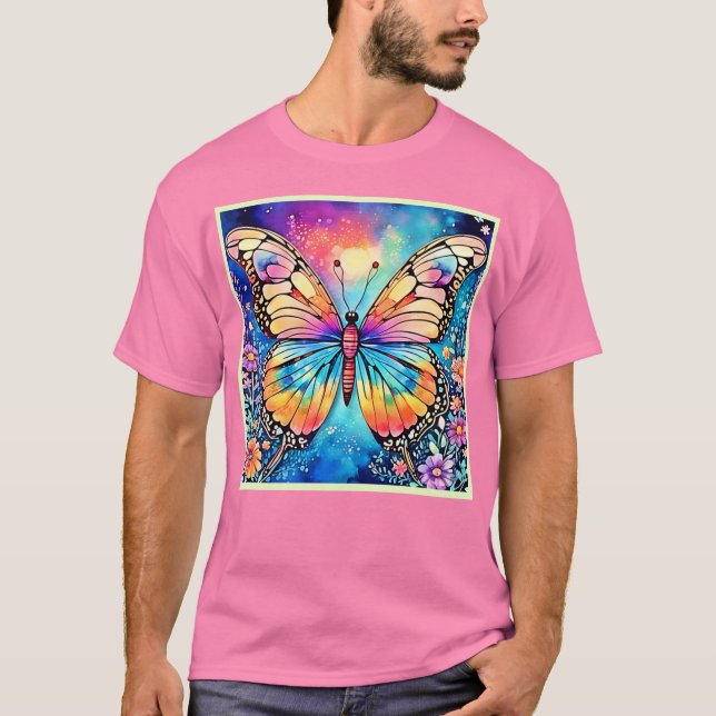 Vibrant Butterfly Art T-Shirt (Front)