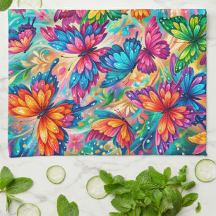 Vibrant Butterfly Dreamscape – Tropical Boho Tea Towel