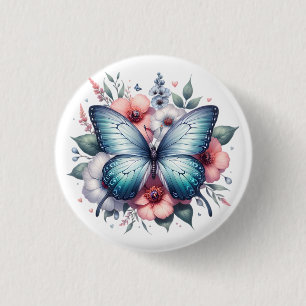 Vibrant Butterfly Floral Bouquet Art-96283 3 Cm Round Badge