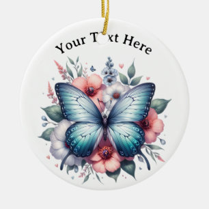 Vibrant Butterfly Floral Bouquet Art-96283 Ceramic Tree Decoration