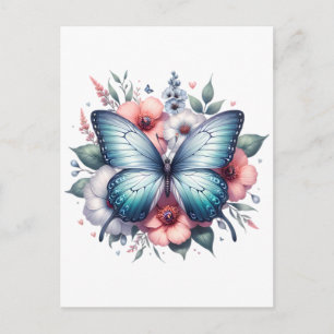Vibrant Butterfly Floral Bouquet Art-96283 Holiday Postcard