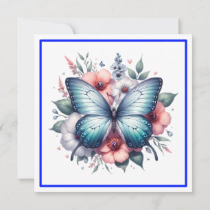 Vibrant Butterfly Floral Bouquet Wedding Invitation