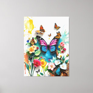 Vibrant Butterfly Garden   Inspired Spring Design Canvas Print