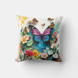 Vibrant Butterfly Garden   Inspired Spring Design Cushion
