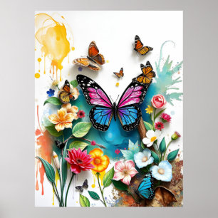 Vibrant Butterfly Garden Inspired Spring Design Poster