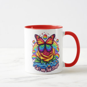 Vibrant Butterfly Perched on Colourful Rose Mug