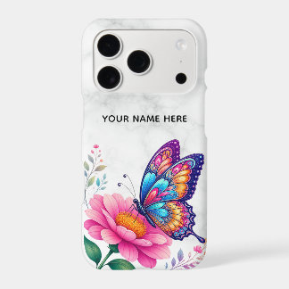 Vibrant Butterfly Pink Flower Marble Custom Case