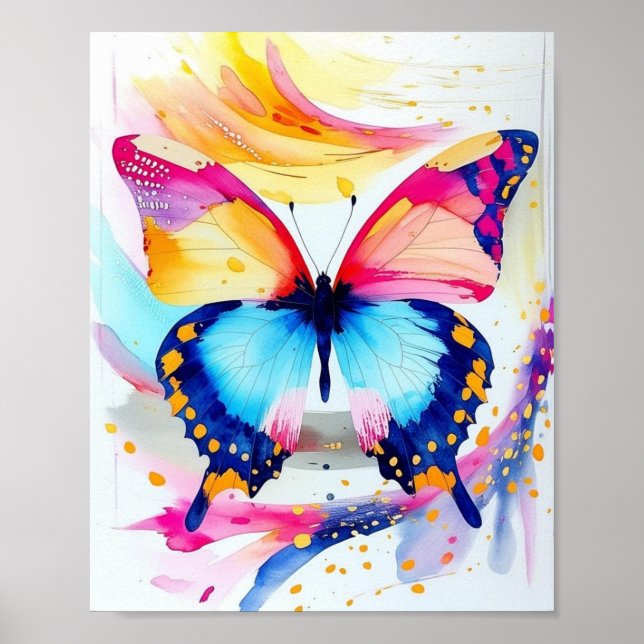 Vibrant Butterfly Poster- Artistic Splash of Colou Poster (Front)