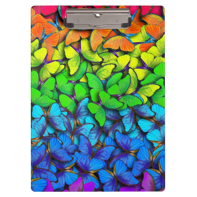 Vibrant Butterfly Rainbow Hive Clipboard | Offce (Front)