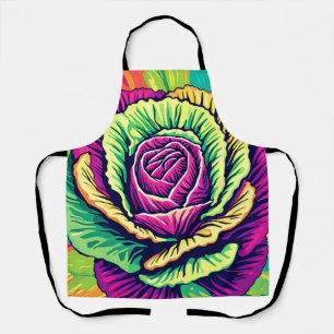 Vibrant Cabbage Pop Art Apron