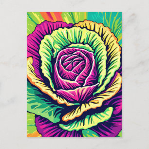 Vibrant Cabbage Pop Art Postcard
