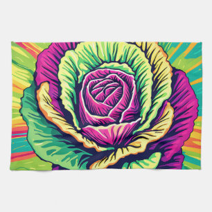 Vibrant Cabbage Pop Art Tea Towel
