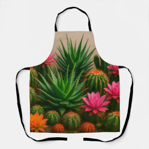 Vibrant Cactus Succulent Bloom Desert Apron