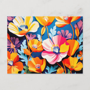 Vibrant California Poppies Flowers Postcard