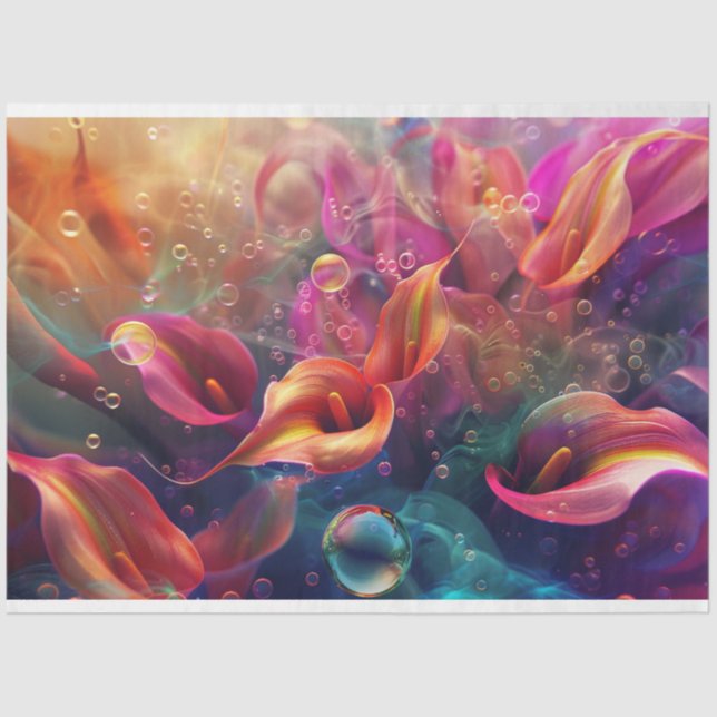 Vibrant Calla Lillie Translucent Bubble Decoupage  Tissue Paper (Front)