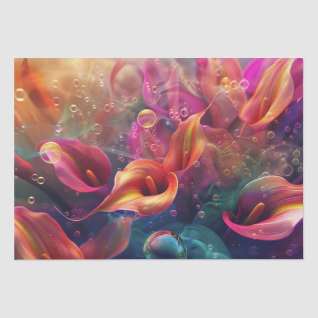 Vibrant Calla Lillie Translucent Bubble Decoupage  Tissue Paper (Front)